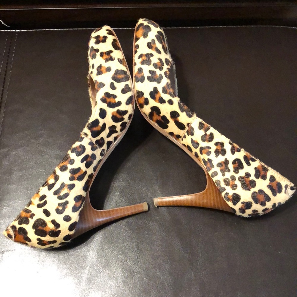Lands’ End Ashby Calf Hair Leopard Print Heels